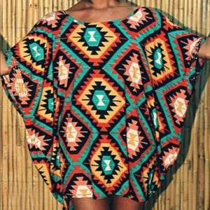 Boho swimsuit cover up -short